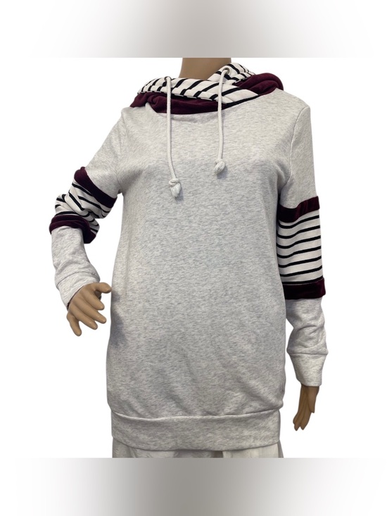 Nora Madison & Lucy Avenue Sweaters - Nora Madison x Lucy Avenue Solid Striped Long Sleeves  Gray Women’s Hoodie, M
